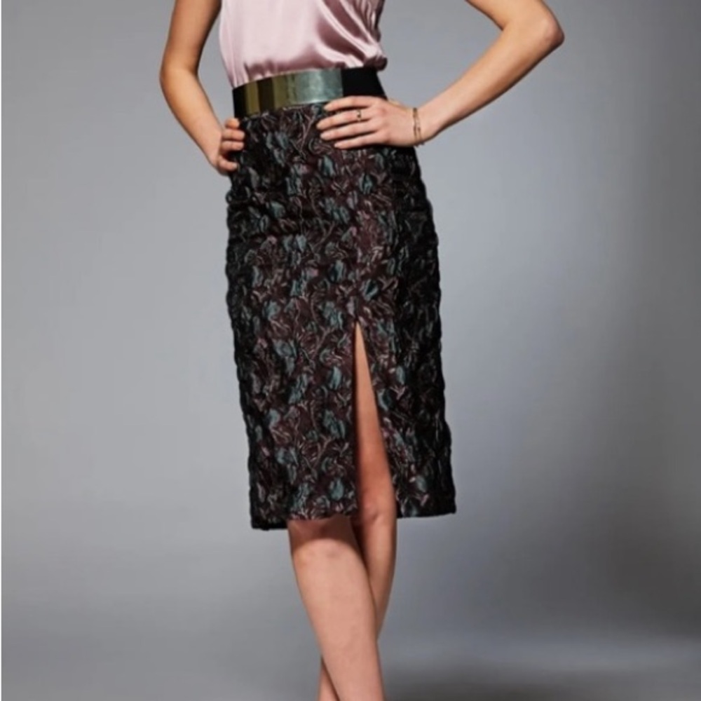 NWT MARGE Clothing Silk Elise Textured Jaquard Pencil Skirt Sz 12 Office Formal